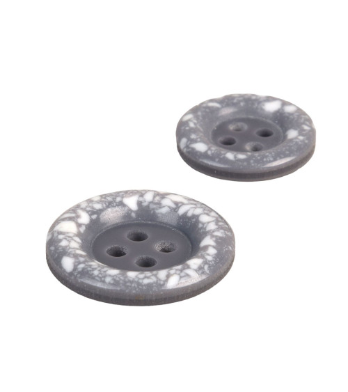 Round recycled plastic button 4 holes ash gray