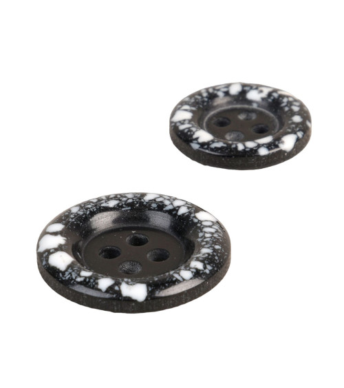 Round recycled plastic button 4 holes black