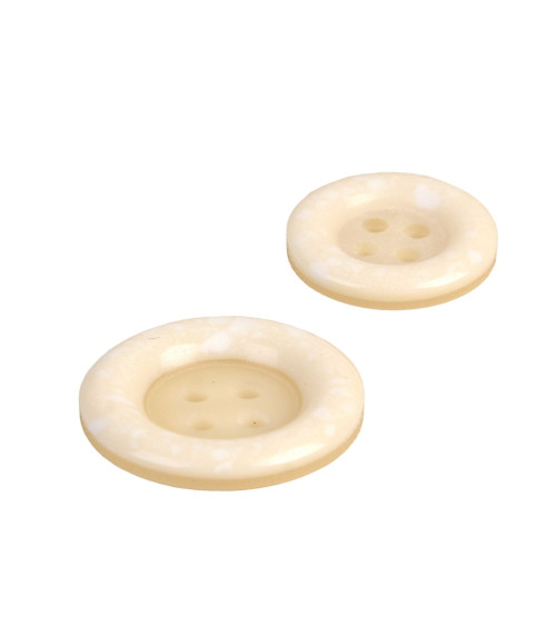 Round recycled plastic button 4 holes ivory