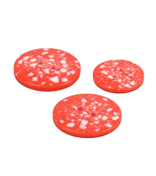 Round recycled plastic button 2 holes red