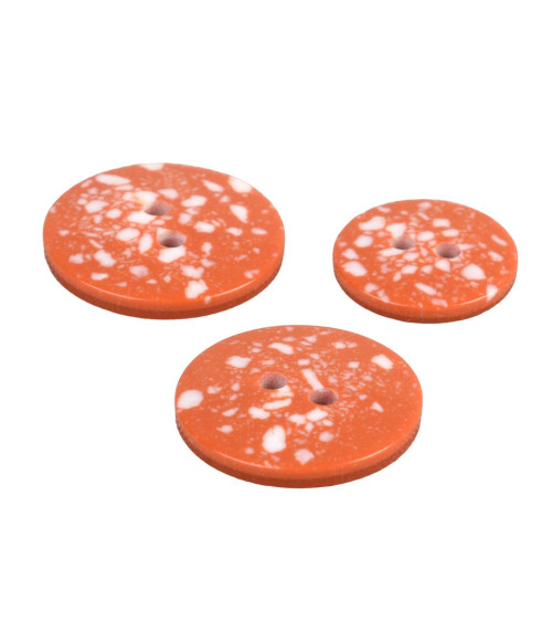 Round recycled plastic button 2 holes orange