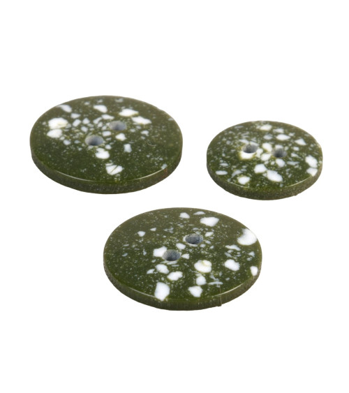 Round recycled plastic button 2 holes khaki green