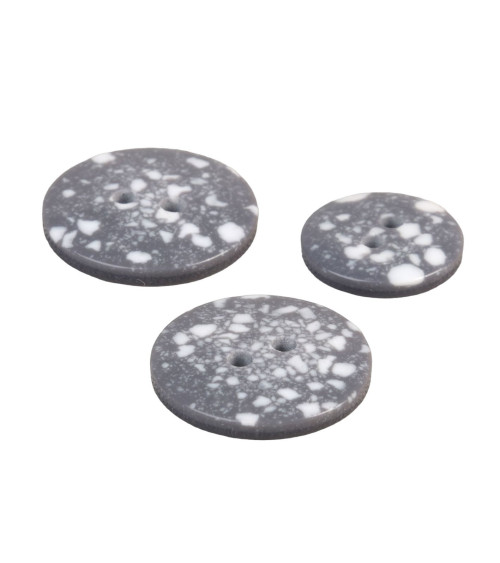 Round recycled plastic button 2 holes ash gray