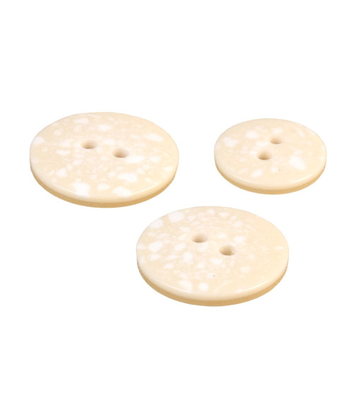 Round recycled plastic button 2 holes ivory