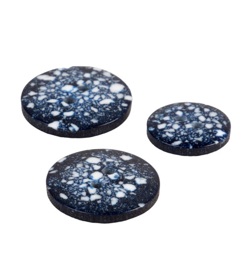 Round recycled plastic button 2 holes navy blue