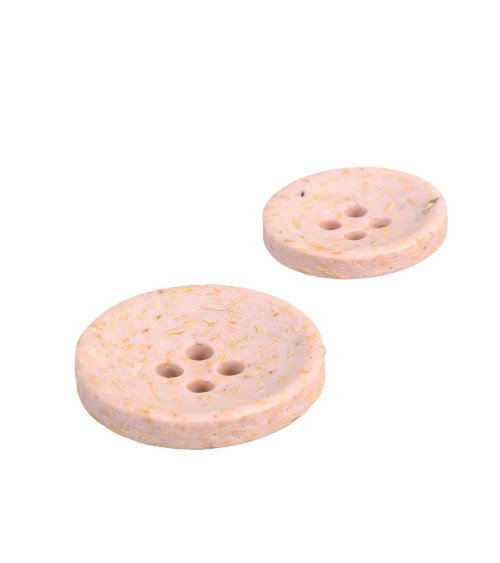 Round button rice husks 4 holes baby pink