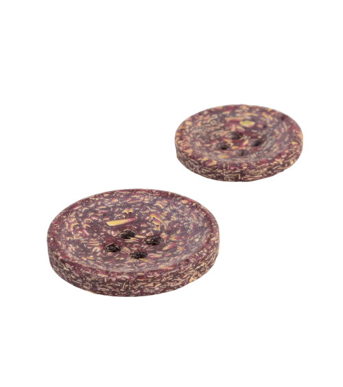 Round button rice husks 4 holes red beaujolais