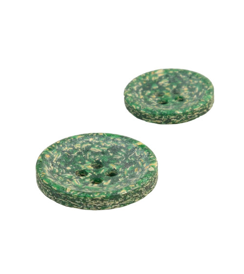 Round rice husk button 4 holes fir green