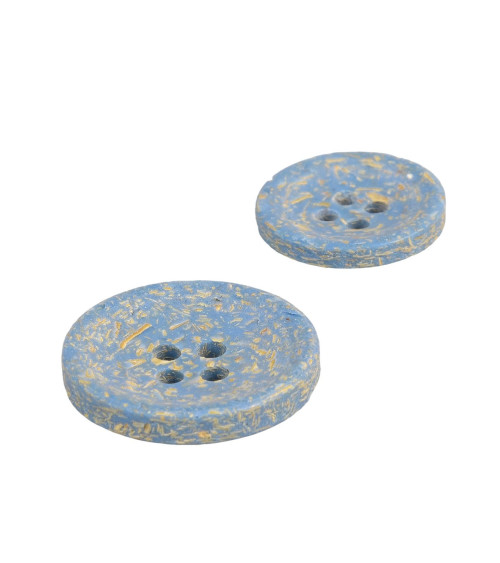 Round rice husk button 4 holes sky blue