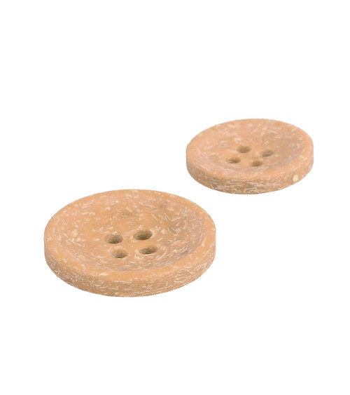 Round button rice husks 4 holes beige antelope