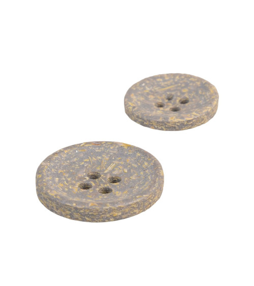 Round rice husk button 4 holes ash gray