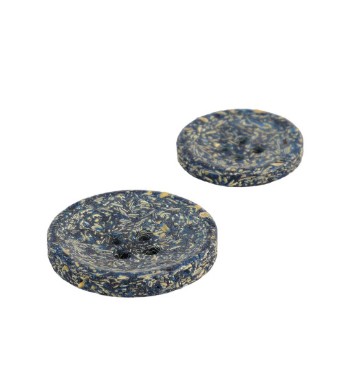 Round rice husk button 4 holes navy blue