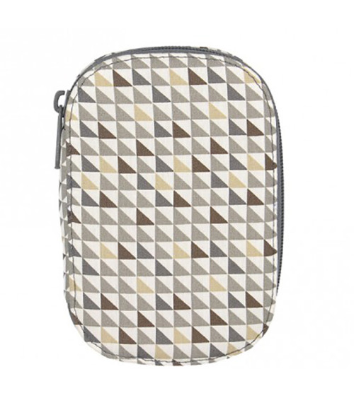 Sewing bag 16x12cm small brown and gray triangles