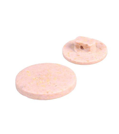 Round button with baby pink rice husk tail