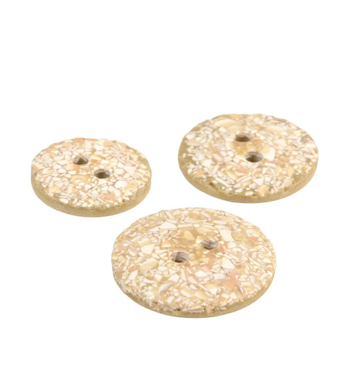 Round button eggshells 2 holes beige antelope