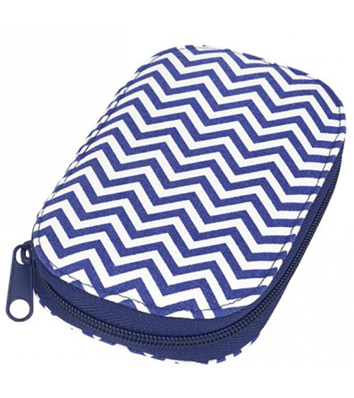 Sewing bag 16x12cm printed with blue and white geometric waves