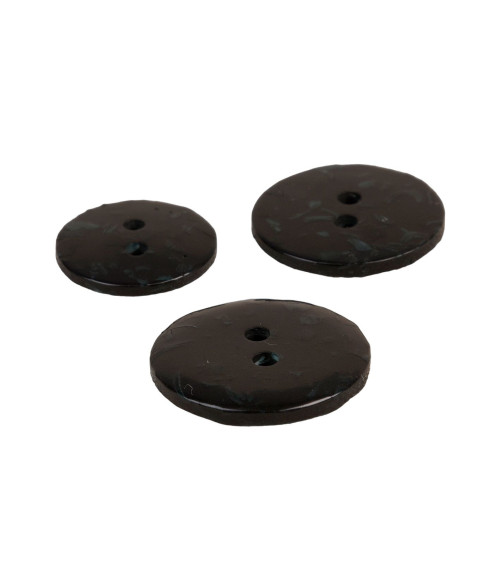 Round button recycled bottles 2 holes black