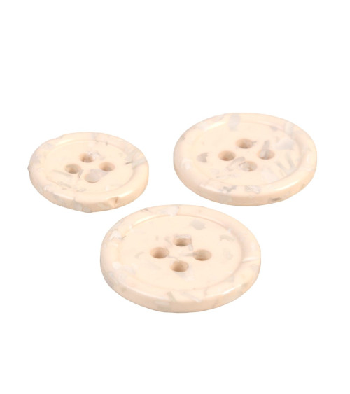 Round button 4 holes recycled bottles ivory