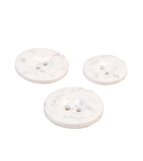 Round button 2 holes recycled bottles white