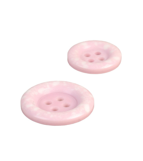 Set of 6 round recycled plastic buttons 4 holes baby pink