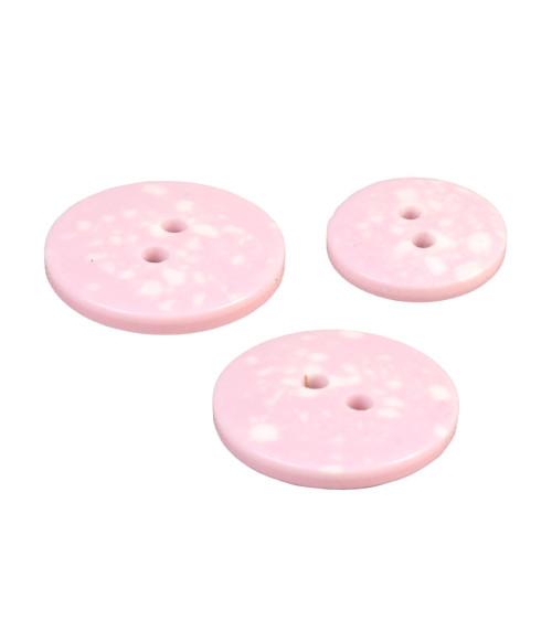 Set of 6 round recycled plastic buttons 2 holes baby pink