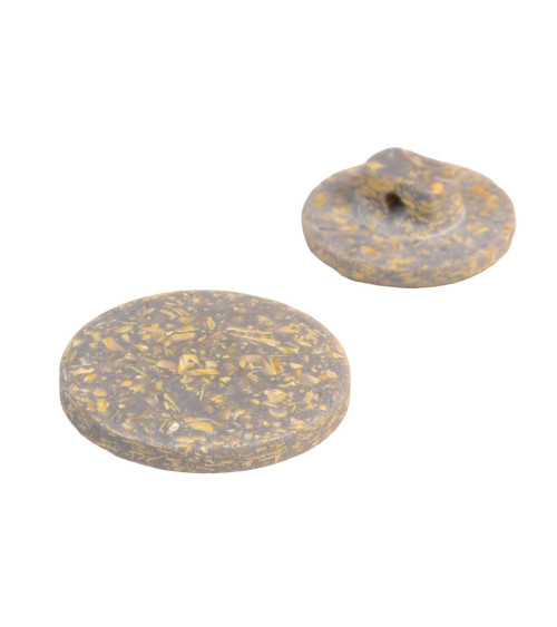 Set of 6 round buttons with ash gray rice husk tail