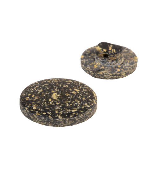 Set of 6 round buttons with black rice husk tail