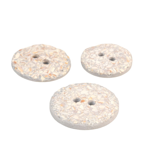 Set of 6 round eggshell buttons 2 holes light gray