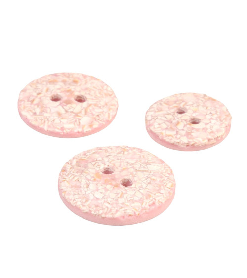 Set mit 6 runden Eierschalenknöpfen, 2 Löcher, rosa