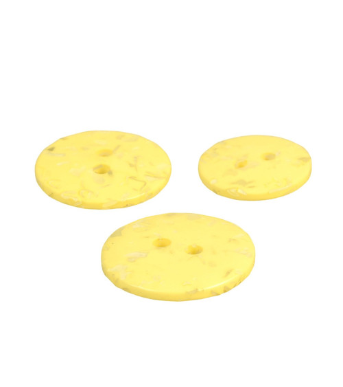 Set of 6 round recycled bottle buttons 2 holes corn yellow