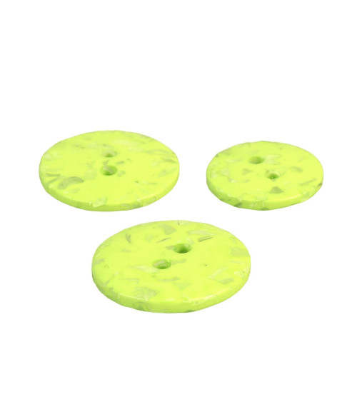 Set di 6 bottoni rotondi bottiglie riciclate 2 fori verde erba