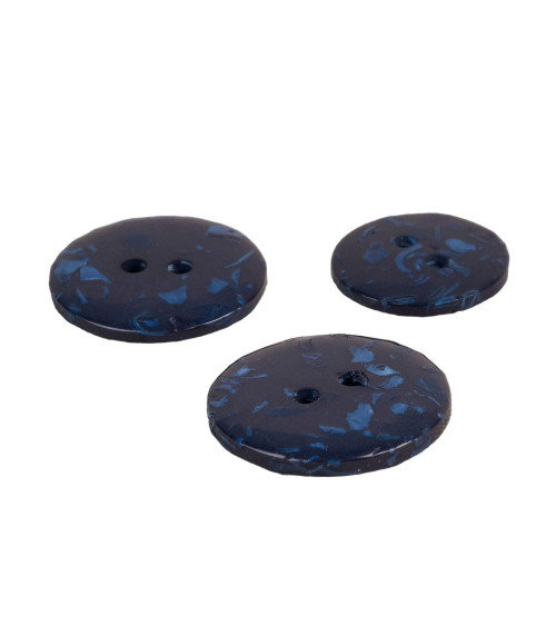 Set of 6 round recycled bottle buttons 2 holes navy blue