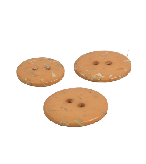 Set of 6 round recycled bottle buttons 2 holes beige antelope