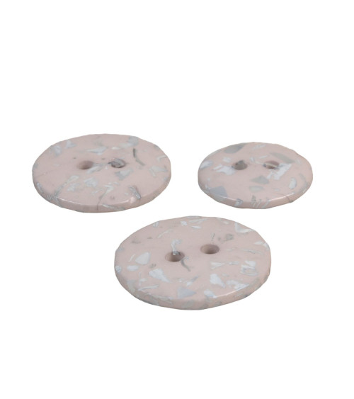 Set of 6 round recycled bottle buttons 2 holes ash gray