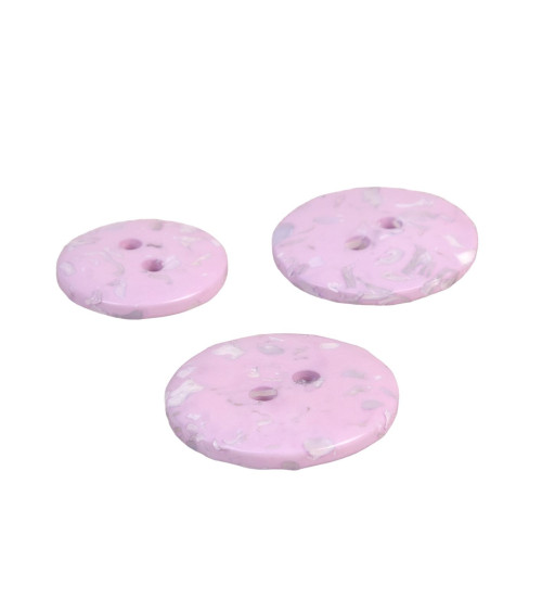 Set of 6 round recycled bottle buttons 2 holes lavender purple