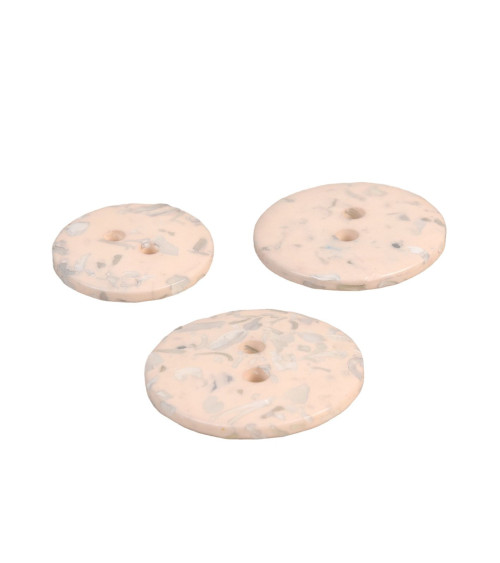 Set of 6 round recycled bottle buttons 2 holes ivory