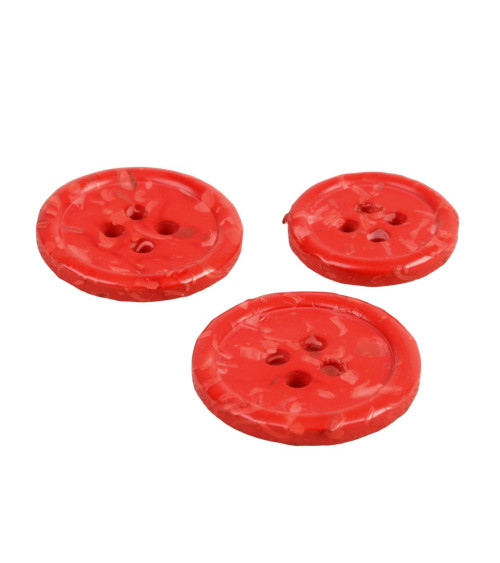 Set di 6 bottoni rotondi 4 fori bottiglie rosse riciclate