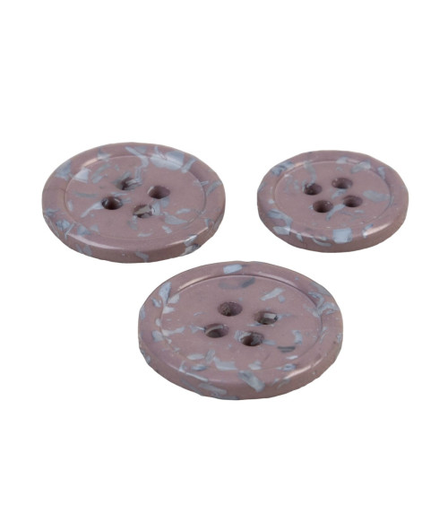 Set of 6 round buttons 4 holes recycled bottles anthracite gray