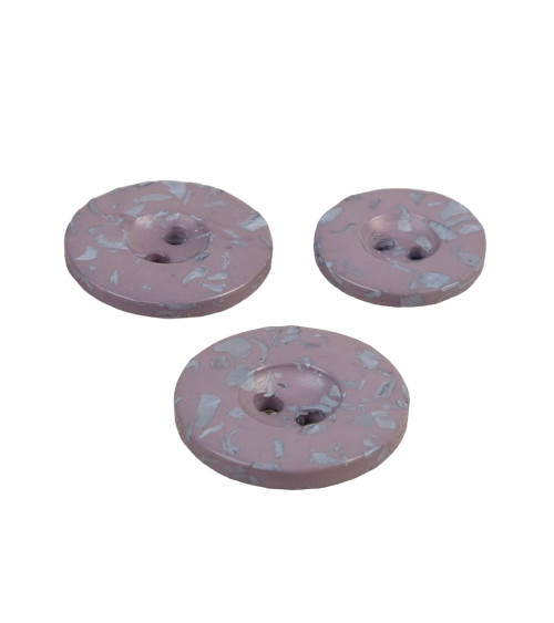 Set of 6 round buttons 2 holes recycled bottles anthracite gray