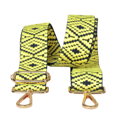 Ethnic print bag strap shoulder strap 40mmx140cm corn yellow