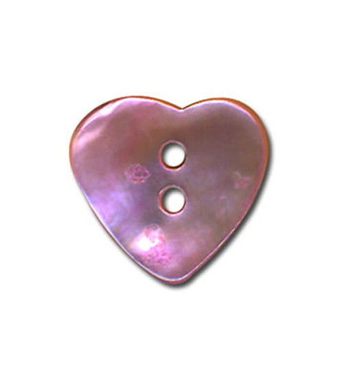 Set of 3 Heart-shaped Mother-of-pearl buttons in Mauve color