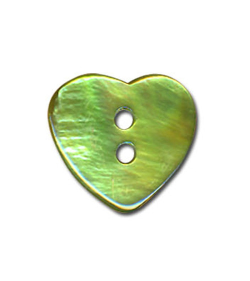 Set of 3 Heart-shaped Mother-of-pearl buttons in Jade color