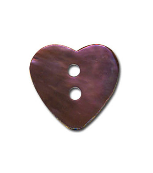 Set of 3 Heart-shaped Mother-of-pearl buttons in Plum color