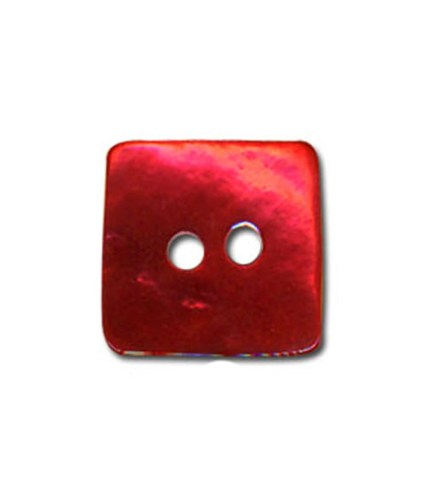 Set of 3 square buttons in red mother-of-pearl