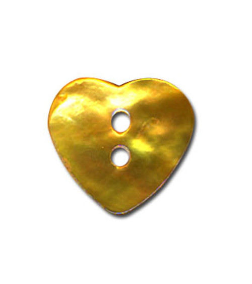 Set of 3 Mother-of-pearl buttons in the shape of a heart, yellow color