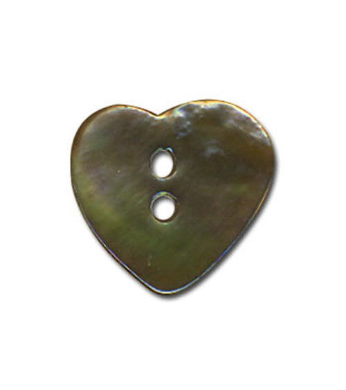 Set of 3 Heart-shaped mother-of-pearl buttons in khaki color