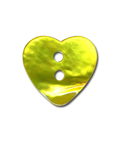 Set of 3 Heart-shaped Mother-of-Pearl buttons in Anise Green color