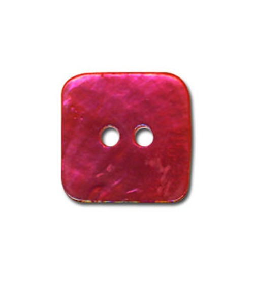 Set of 3 square mother-of-pearl buttons in Fuchsia color