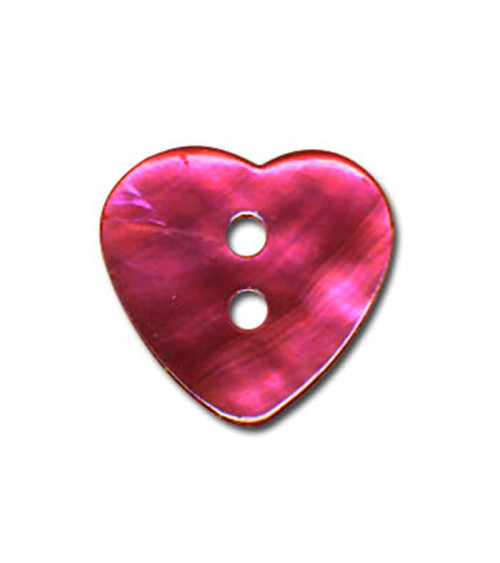 Set of 3 Heart-shaped Mother-of-pearl buttons in Fuchsia color