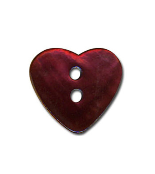 Set of 3 Heart-shaped Mother-of-pearl buttons in Bordeaux color